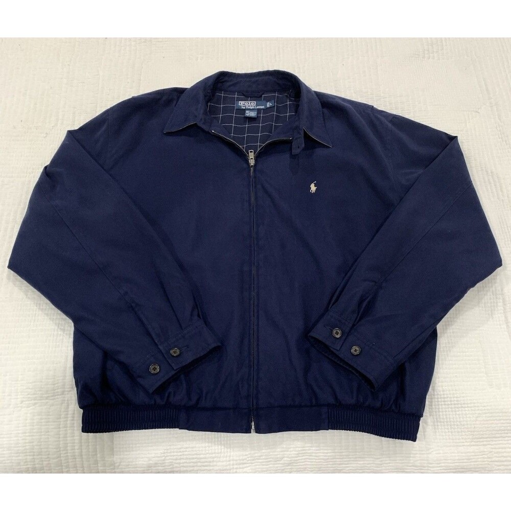 Vintage Polo Ralph Lauren Bi-Swing Windbreaker Jacket Navy Blue Men's Size L